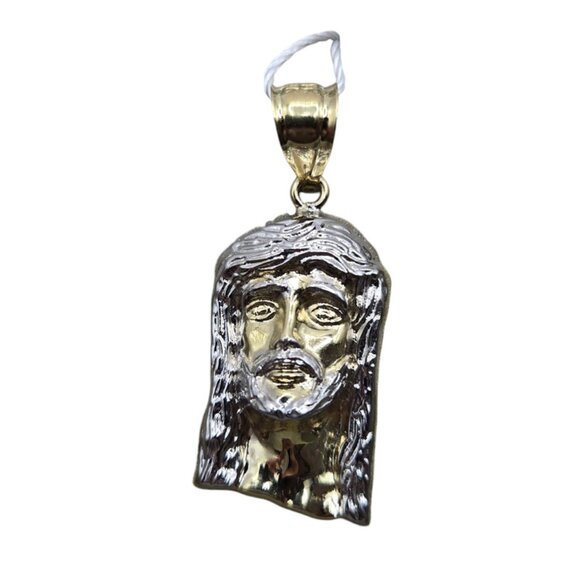 10K Two-tone Jesus Head Pendant
